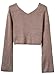 futurino Women's Solid V Neck Flare Long Sleeve Pullover Sweater Crop Top Khaki