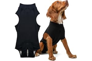TAIL TRUSTED PupShield - Dog Surgery Recovery Suit for All Dog Sizes - Easy Use Anti Lick - Spay & Neuter Recovery Suit, Surgical Onesie for Dogs - Dog Cone Alternative (Black, XX-Large (Weight100+ LBS))
