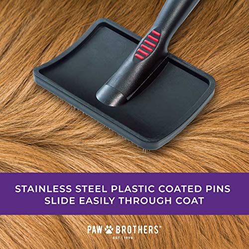 Paw Brothers Soft Pin Curved Slicker Brush for Dogs, Coated Tips