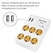 BESTTEN 6-Outlet, USB Wall Tap Adapter, Wall Mountable Surge Protector 450 Joules, 2 USB Charging Ports (2.4A/Port, 3.1A Total) and 6 AC Outlet, Twist-To-Lock Safety Cover, ETL Certified