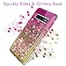 HATOSHI Samsung Galaxy S10 Plus Case (Not Fit S10/S10e) with Screen Protector for Girls Women, Glitter Quicksand Floating Sparkle Bling Diamond Cute Phone Case Cover for Galaxy S10+ (Pink/Gold)