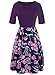 oxiuly Women's Vintage Patchwork Pockets Puffy Swing Casual Party Dress OX165 (Purple, xx_l)