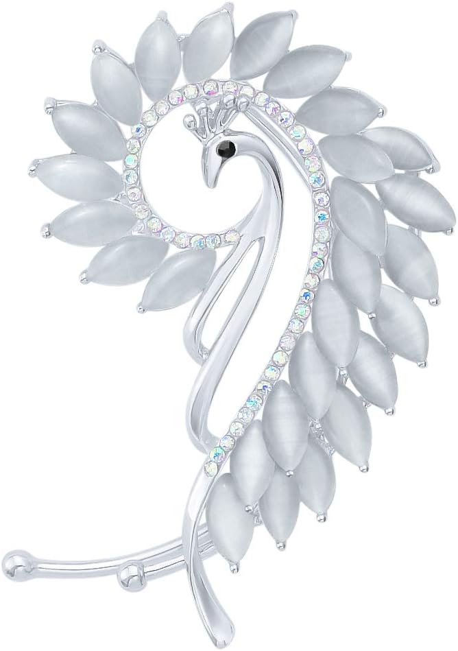 Elegant Peacock Ear Cuff Art Deco Crystal Ear Wrap Hypoallergenic No Piercing Earrings for Left Ear