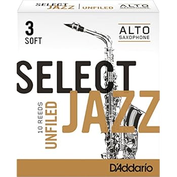 Rico Select Jazz Alto Sax Reeds, Unfiled, Strength 3 Strength Soft, 10-pack