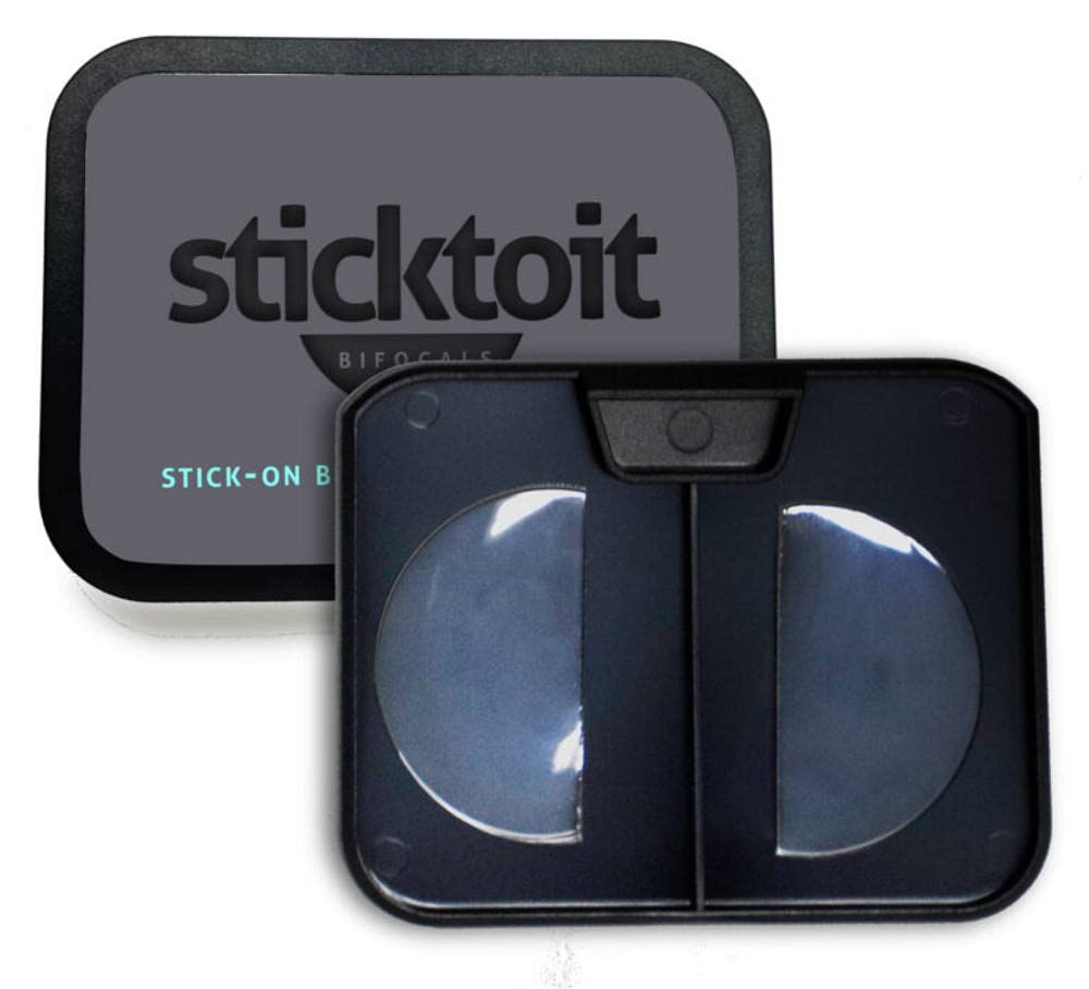 Sticktoit Stick-On Bifocal Lenses, converts any Glasses or Sunglasses to Bifocals +2.00