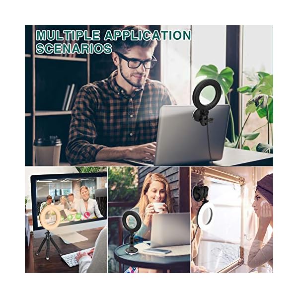 Videokonferenz Licht, Dimmbare LED Ringlicht Laptop Auf Laptop, Computer, Tablet mit Saugnapf und Stativ Ringlicht… – Bild 5