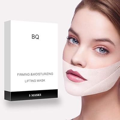 V Line Lifting Mask Chin Up Patch V Shape Face Lifting &amp; Double Chin Reducer Intense Lifting Mask Neck Mask V Shape Face Mask for Firming Moisturizing Face &amp; Neck Lift,5 Per Pack