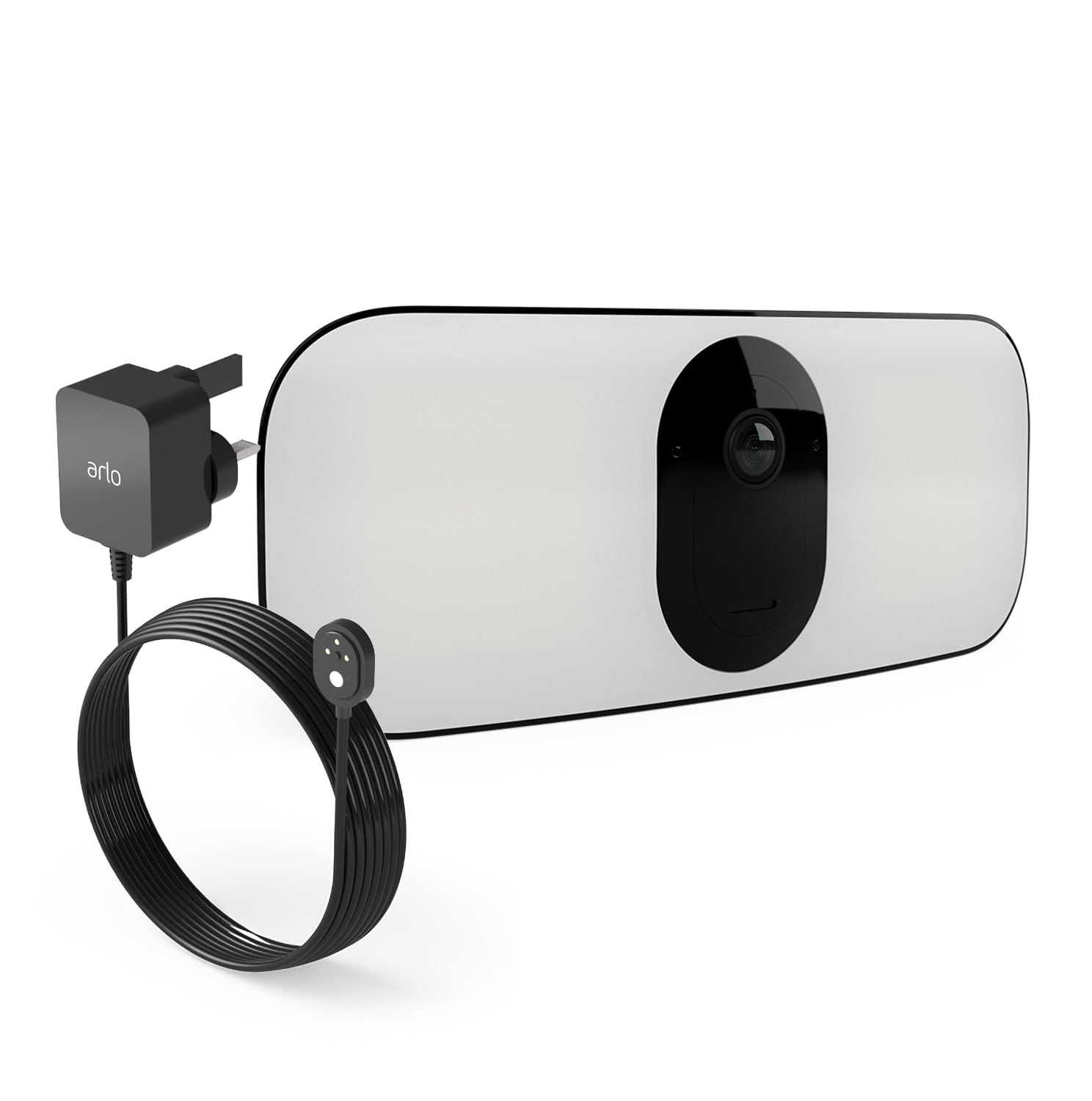 Arlo Pro 3 Outdoor Floodlight Camera and Outdoor Power Cable Bundle, Black