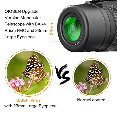 OIOSEN Monocular Telescope, Upgrade High Power 12x50 HD Dual Focus Scope with Smartphone Holder, Waterproof BAK4 Prism FMC with 23mm Large Eyepiece for Bird Watching, Hiking and Hunting