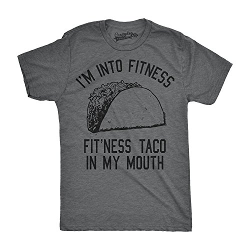 Mens Fitness Taco Funny Gym T Shirt Humorous Mexican Food Tee For Guys (Dark Grey) – M