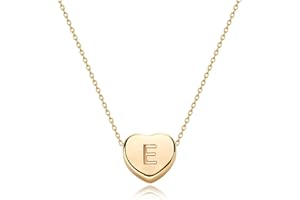 FETTERO Tiny Gold Initial Heart Necklace-14K Gold Plated Handmade Dainty Letter Heart Necklace for Women Necklace Jewelry