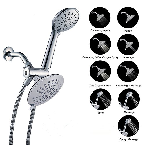 Buy [Water Sense UPC Approved] Weize 6 Inch 6 Setting Dual Shower Head