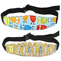 HULISEN 2Pcs Baby Carseat Head Support, Carseat Straps Pillow Support Band, Slumber Sling, Car Seat Sleep Positioner for Toddler Infants (Blue)