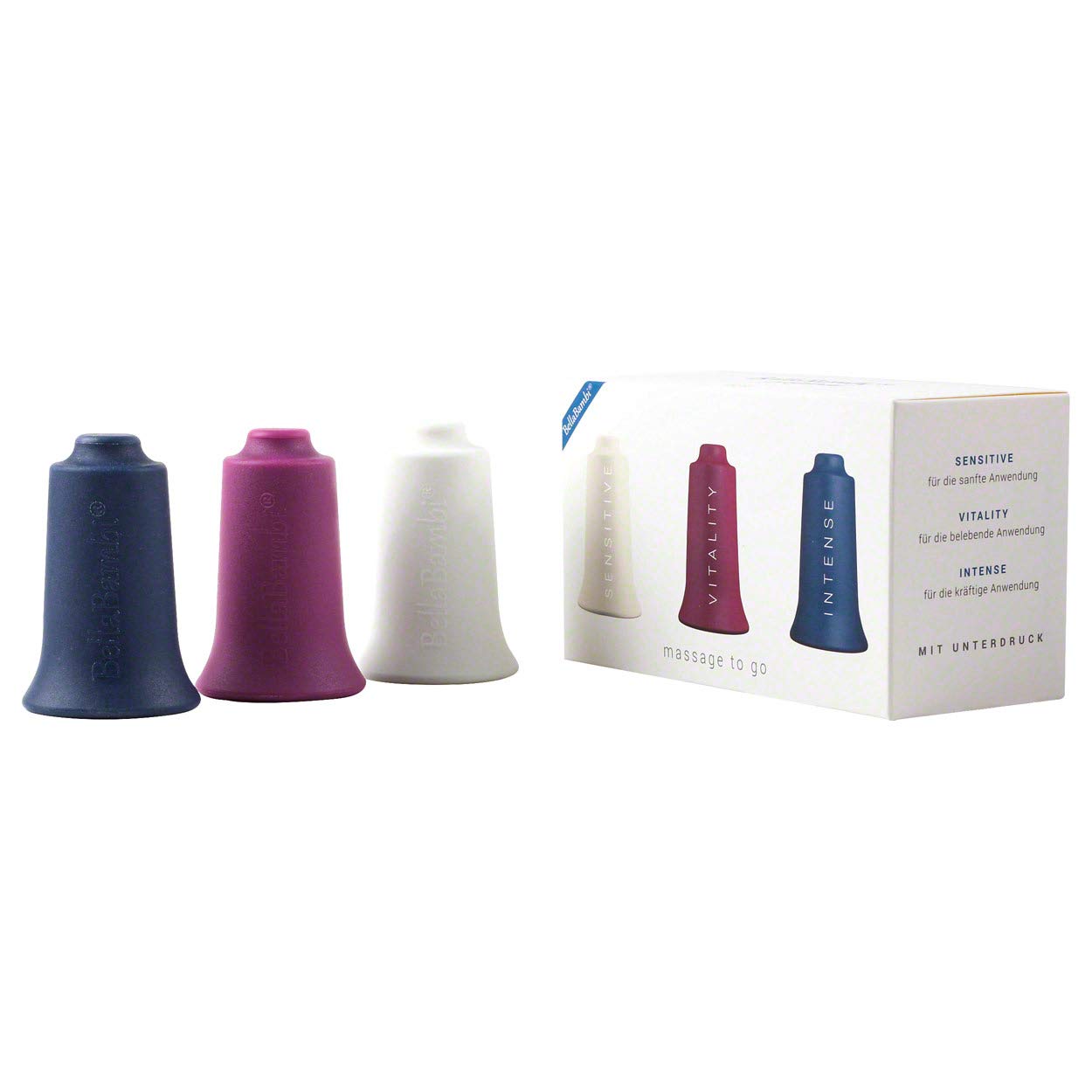 BellaBambi original Cupping-Set TRIO: SENSITIVE (White) + REGULAR (Blackberry) + INTENSE (Night Blue) 34 mm