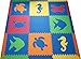 SoftTiles- Kids Foam Playmat- Sea Animals- Interlocking Foam Mats for Children's Playrooms and Baby Nursery- Size 6.5 x 6.5 ft.- Blue, Red, Orange, Yellow, Lime (SCSEABROYL