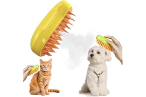 MRLIANCE Steamy Cat Brush - 3 In1 Cat Steamy Brush, Cat Grooming Supplies For Massage, Self Cleaning Steam Brush For Dogs, Cat Brush For Shedding Loose Hair(A-Yellow)