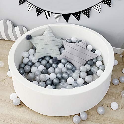 Triclicks Deluxe Kids Ball Pit Kiddie Balls Pool Soft Baby Playpen Indoor Outdoor - Ideal Gift Play Toy for Children Toddler Boys Girls (White)