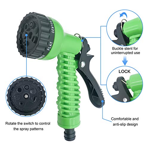 BeeTwo Garden Water Hose, 50 Feet Expandable Garden Hose Set, Double Latex Core with 3/4" Solid Connectors for Home, Garden, Car Washing & Heavy Duty (Green)