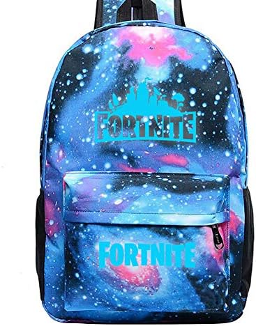 TsiMzqM ABS Luminous Oxford Cloth Glow in Dark Fortnite Gamer Outdoor Backpack (Starry Sky Blue)