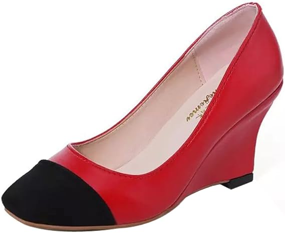 Amazon Xcc ガールズパンプスパンプス 素足パンプス 脱げるpuの皮ヒールレッド Xcc シューズ バッグ