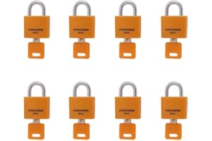 CINCINNO Set of 8 Small Locks，Covered Aluminum Keyed Alike Padlocks，30MM Weatherproof Lock with Same Key,Outdoor Padlock for Sheds, Storage Unit ，School Gym Locker, Toolbox