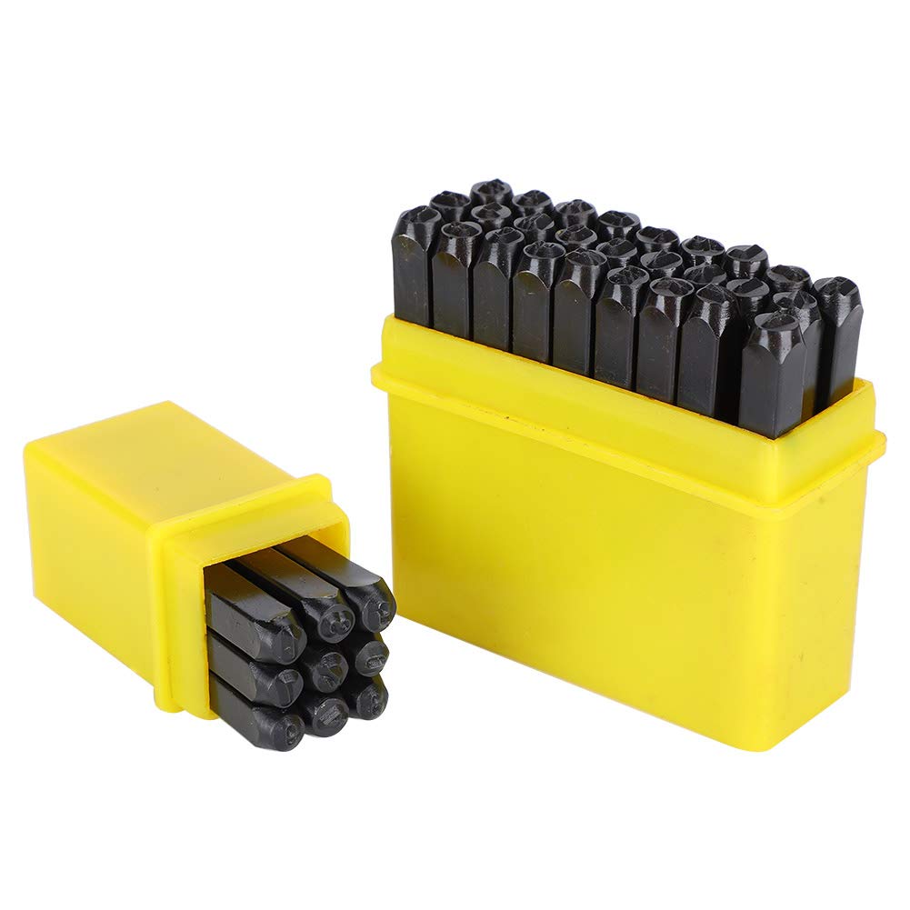 36pcs Number and Letter Punch Set, 3mm Metal Stamping Kit (A-Z & 0-8) Steel Uppercase Number Punch for Imprinting Metal, Plastic, Wood, Leather, Arts and Crafts