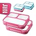 Bento Lunchboxes - 2 Pack - Lunch Containers with 3 Compartments - Great for Kids or Adults - Microwave, Dishwasher and Freezer Safe - Premium Quality