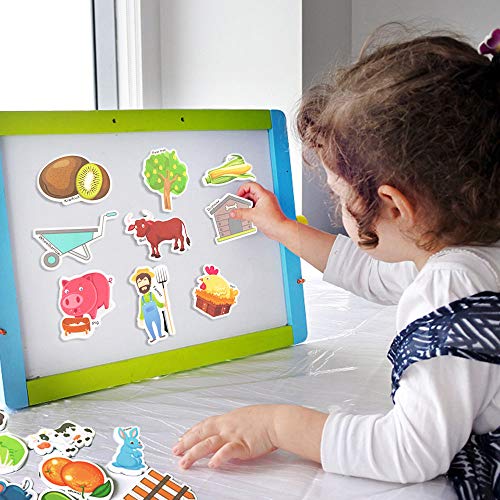 HLXY Fridge Magnets for Kids Toddlers Set of 70 Farm Animal Magnets - Foam Magnets - Fruit Vegetables Food Magnets - Developmental Baby Toddlers Early Learning Toys