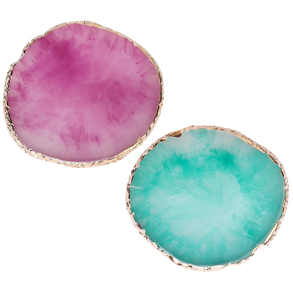 2 Pcs Resin Nail Art Palette, Nail Art Painting Palettes Gold Edge Nail Holder Nail Art Display Board - Image 2