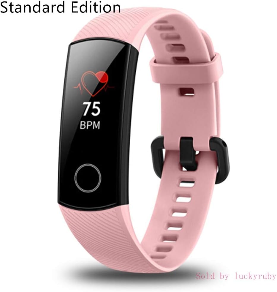 luckyruby Honor Band 4 6-Axis Inertial Heart Rate Monitor Infrared Light Wear Detection Sensor Full Touch AMOLED Color Screen Home Button All-in-One Activity Tracker 5ATM Waterproof (Coral Pink)
