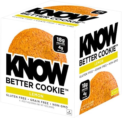 KNOW Foods Gluten Free, Low Carb, Protein Cookies, Lemon, 4g Net Carbs - 4 Count