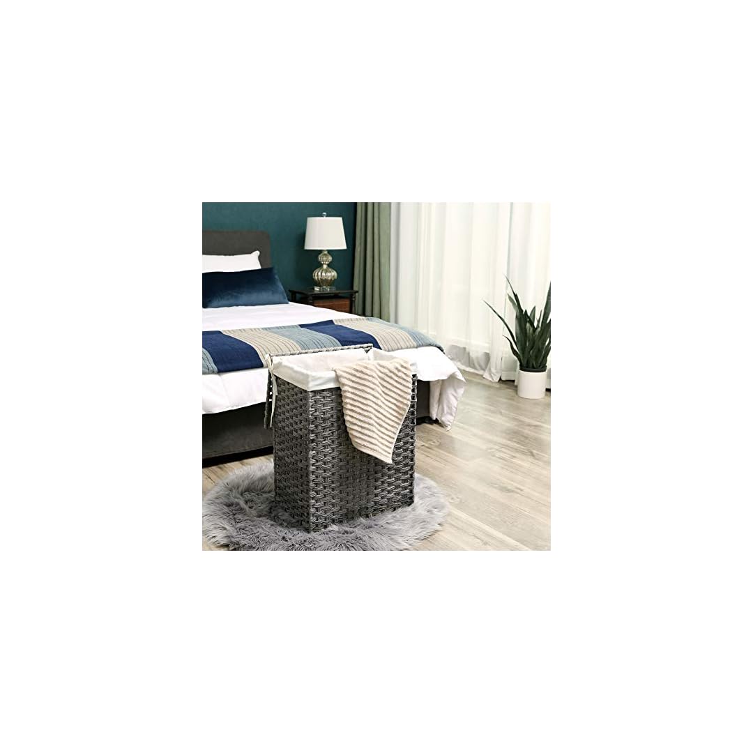 SONGMICS Cesto de la Ropa Sucia de 90 L, Tejido a Mano, Cesto de la