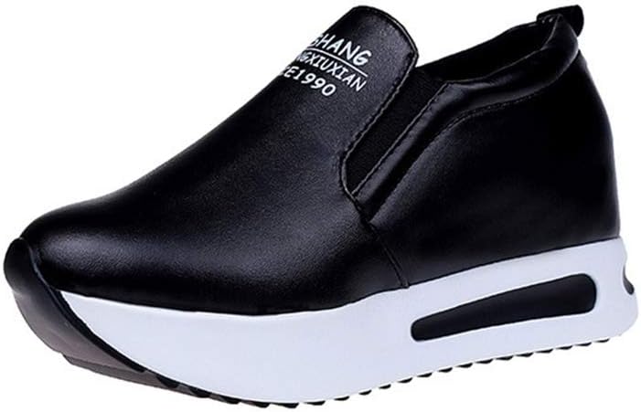 JOYBI Women Waterproof Casual Shoes PU Leather Comfortable Tenis Slip On Fashion Wedge Platform Sneakers