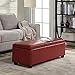 BELLEZE Storage Faux Leather Ottoman, 47 Inch Bench Bedroom Bench with Safety Close Hinge, Extra Long Ottoman with Storage for Living Room, Entryway, Hallway, Foot Rest, Support 300lbs - Red