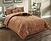 Grand Linen 7 Piece Western Decor Lodge Queen Comforter Set Taupe/Brown - Embroidered Lone Star Barbed Wire Micro Suede Bedding