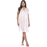 Casual Nights Nightgown - Women's Short Sleeve Tricot Nightgowns, Flutter Sleeves and Lightweight Silky Fabric