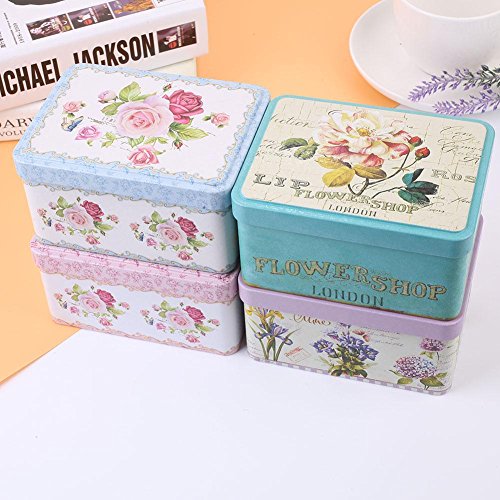Kicode Graffiti Retro Tinplate Jewelry Tea Candy Gift Box Storage Jars With Lid Tea Coffee Candy