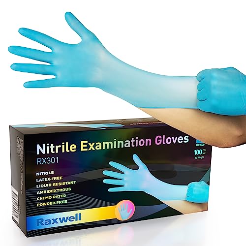 Raxwell Disposable Blue Nitrile Gloves XSmall 4mil Nitrile