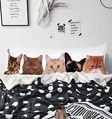 Arightex Funny Cats Body Pillow Cover Animal Kitten Animal Print