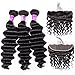 Ugrace Brazilian Hair Loose Deep Wave Bundles with Frontal Closure 8A Virgin Hair Wet and Wavy Human Hair Extensions Ear to Ear Lace Frontal with Bundles(14/16/18+12 Inch Frontal)