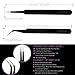 Anti Static Black Stainless Steel Tweezers - Set of 2 - For Eyelash Extensions and Ingrown Hair Removal