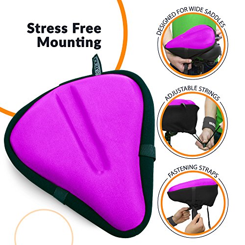 Bikeroo Large Bike Seat Cushion (11 inches x 10 inches) Wide Gel Soft