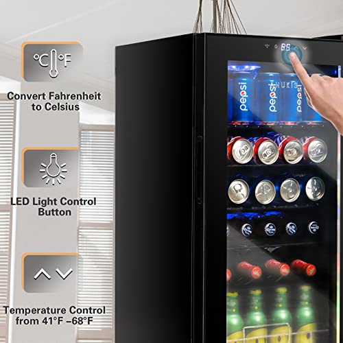Anukis 3.2 Cu.Ft Beverage Refrigerator Cooler with Touch Control, Auto