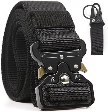 Men's Tactical Webbing Belt, Military Style 1.5" Belt with Quick Release Metal Buckle Made by 1000D Nylon