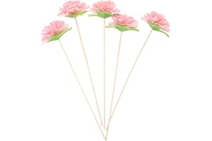 ANDRESLAD 5pcs Pink Rose Scented Reed Diffuser Sticks Dried Aromatic Flowers, Replaceable Oil Diffuser Reeds