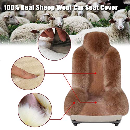 SeaHome Sheepskin Seat Cushion Cover, Genuine Sheepskin Fur Car Front Seat Cover Winter Warm Natural Wool Luxury Long Wool Front Seat Cover Universal Fit (Pink)