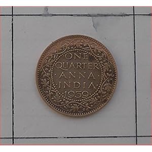 1939 Bri. in 1 Quarter Anna, George VI King Emperor, Antique, Rare, Vintage Second Hand Coin-1
