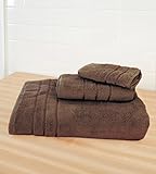 Cariloha Crazy Soft Bamboo 3 Piece Towel Set - Odor Resistant - Moisture Wicking - Bath Towel, Hand Towel and Washcloth (Almond Truffle)