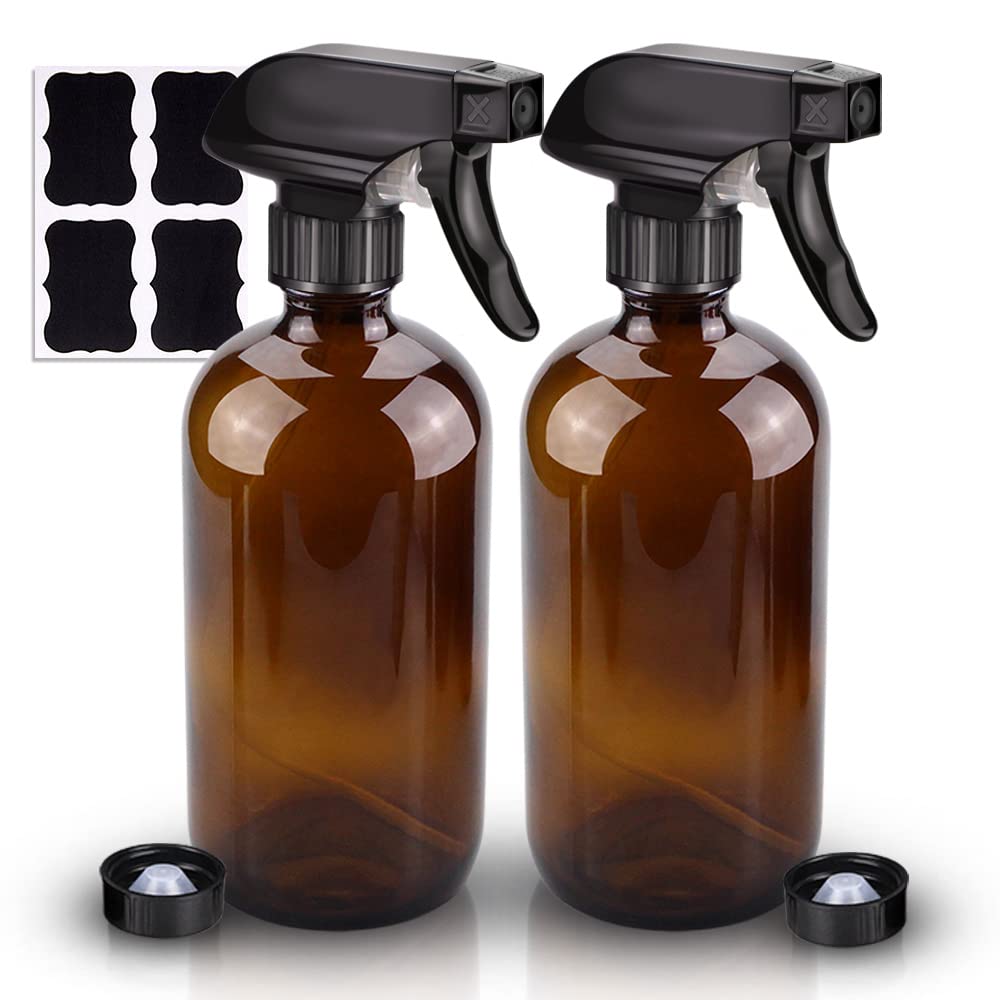 Photo 1 of Wedama Amber Glass Spray Bottles, 2 Pack 16 oz Glass Spray Bottles for Cleaning Solutions and Essential Oils