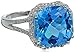 Sterling Silver Swiss Blue Topaz and Diamond-Accented Ring, Size 6
